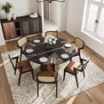 thumbnail image 1 of POVISON 59"Modern Black Round Dining Table for 6, Matte Sintered Stone Tabletop, Bronze Carbon Steel Base, 1 of 11