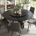 thumbnail image 1 of POVISON 59"Modern Black Round Dining Table for 6 with Lazy Susan, Matte Sintered Stone Tabletop, Black X Carbon Steel Base, 1 of 11
