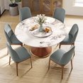 thumbnail image 1 of POVISON 59''Modern Round Dining Table with Lazy Susan for 6-8, Glossy Sintered Stone Tabletop, Solid Wood Base, 1 of 11
