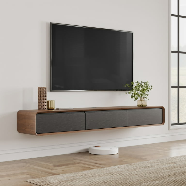 POVISON 62.99 Minimalist Floating TV Stand Modern Wall Mounted Entertainment Center with 3 Drawers Media Console TV Console Walmart