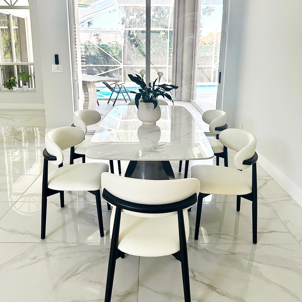 POVISON 63" Modern Rectangular Sintered Stone Dining Table for 4 ...