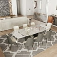 thumbnail image 1 of POVISON 71"-95"Extendable Hobart Modern Dining Table for 6-10,White Rectangular Glossy Sintered Stone Tabletop for Dining Room, Gray Carbon Steel Leg, 1 of 9