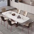 thumbnail image 1 of POVISON 71"Modern Luxe White Dining Table for 6 with Sintered Stone Tabletop, Crescent Moon Shape, Carbon Steel Legs, 1 of 10