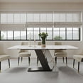 thumbnail image 1 of POVISON 71" Modern Luxury White Rectangular Dining Table with Glossy Sintered Stone Tabletop, White and Black Z-shaped Stainless Steel Base, 1 of 9