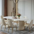 thumbnail image 1 of POVISON 71"Modern Minimalist White Oval Dining Table for 4-6, Glossy Sintered Stone Tabletop, Roman Column Frame Table Legs, 1 of 7