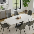 thumbnail image 1 of POVISON 71" Modern White Dining Table for 6, Sintered Stone Tabletop Kitchen Table, Solid Black Carbon Steel Base, 1 of 8
