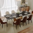 thumbnail image 1 of POVISON 94" Large Modern Dining Table for 8-10, Rectangular Matte Black Sintered Stone Dining Table with Bronze Carbon Steel Pedestal Base, 1 of 13