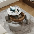 thumbnail image 1 of POVISON Mid-century Modern Coffee Table, Lift Top Coffee Table with Storage, Hidden Compartment, with 3 Ottomans, Brown, 31.49", 1 of 11