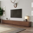 thumbnail image 1 of POVISON Minimalist Wood TV Stand with Drawers, Modern Long Media Console for up to 100 Inch, Walnut Veneer, 118", 1 of 9