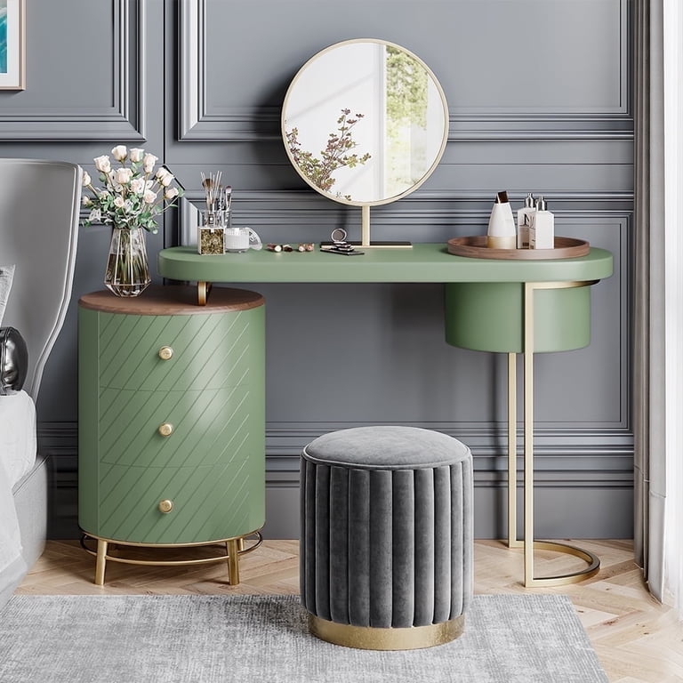 green dressing table Richmond Ridged Vanity Table, Matte Sage Green