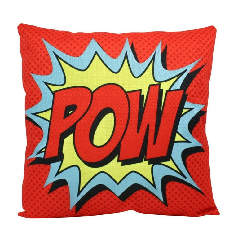 POW Anime Fun Gifts Pillow Cover Home Decor Superhero Happy Birthday Kids Room Red Throw PIllow Kids Decor Room Decor