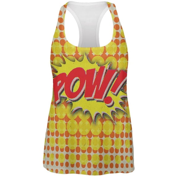 POW Comic Book Super Hero All Over Womens Work Out Tank Top - X-Large