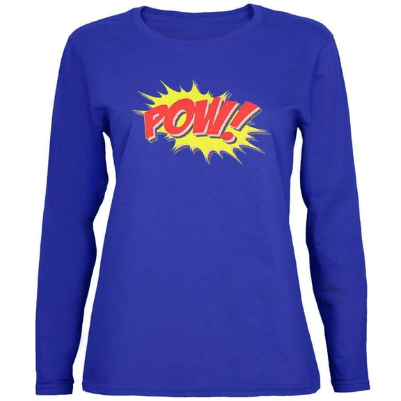 POW Comic Book Super Hero Womens Long Sleeve T Shirt Royal LG