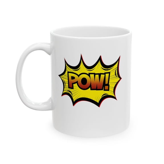 POW! Comic Style 11 oz Coffee Mug - Fun Pop Art Design White Ceramic Gift