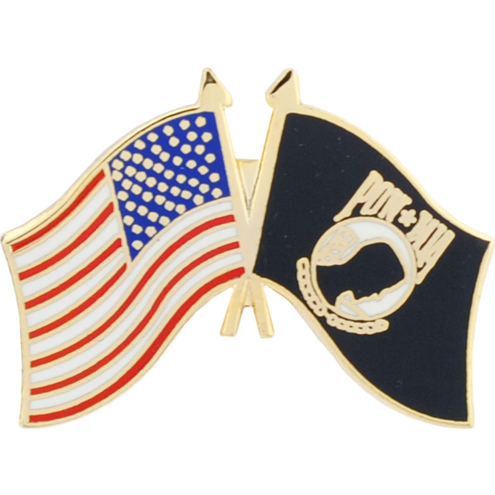 USA & POW MIA Cross Flag Lapel Pin (1.25
