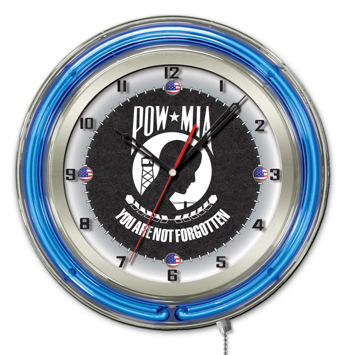 POW/MIA 19" Double Neon Wall Clock