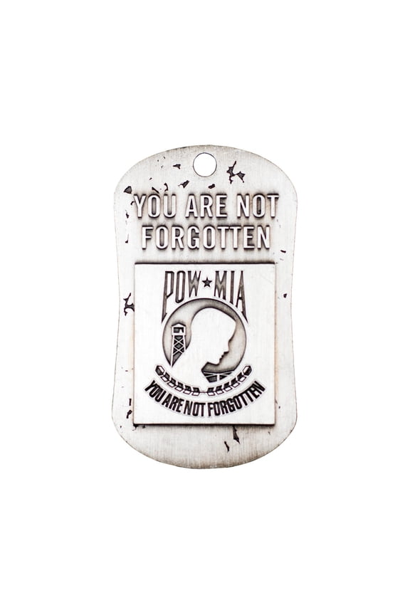 POW*MIA Antique Finish Dog Tag Necklace-Joshua 1:9 (4 Pack) by Shields of Strength