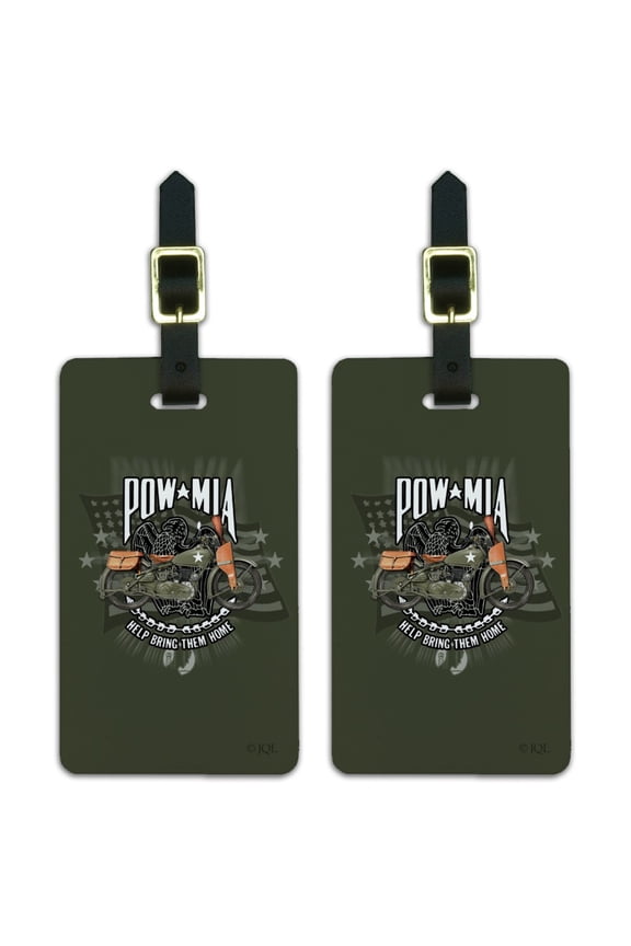 POW MIA Army Motorcycle Bike Bring Them Home Luggage ID Tags Suitcase Carry-On Cards - Set of 2