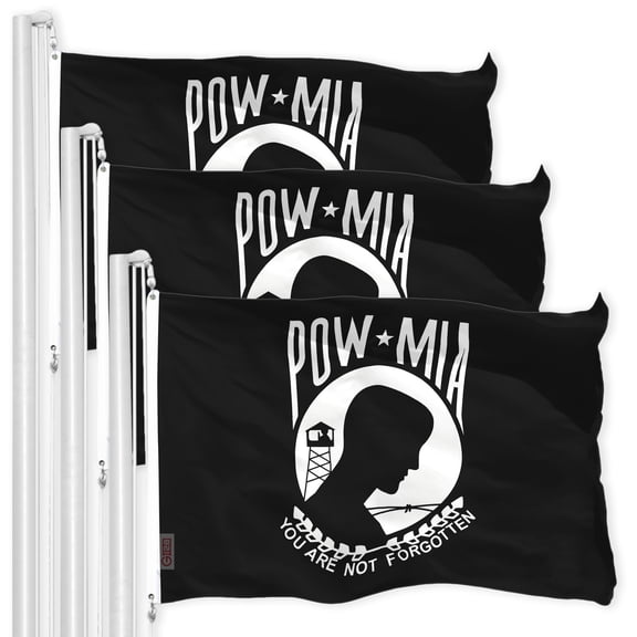 POW MIA Black Flag 3x5FT 3-Pack 150D Printed Polyester By G128