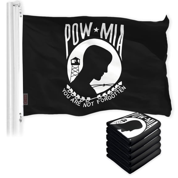 POW MIA Black Flag 3x5FT 5-Pack 150D Printed Polyester By G128