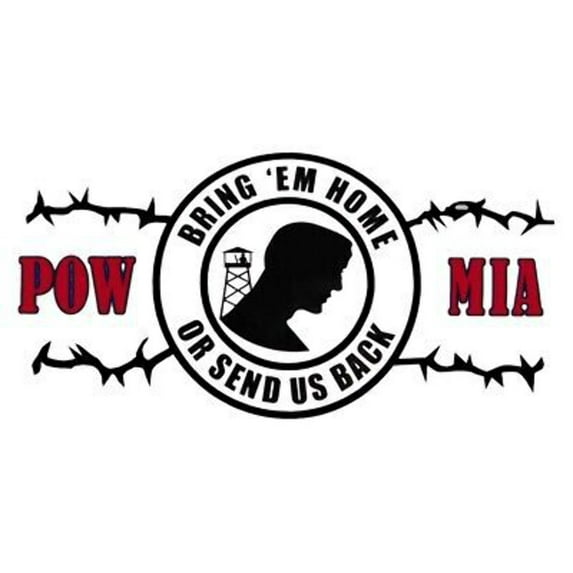 POW MIA Bring 'Em Home Or Send Us Back Colored Vinyl Decal Bumper Sticker