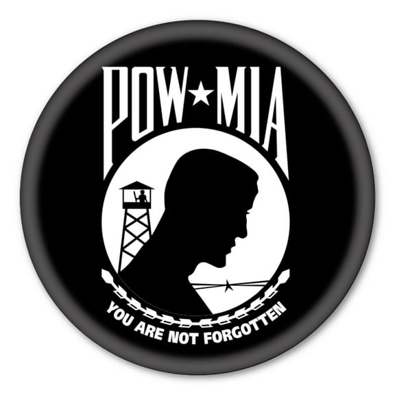 POW*MIA Circle Button with Pin Back
