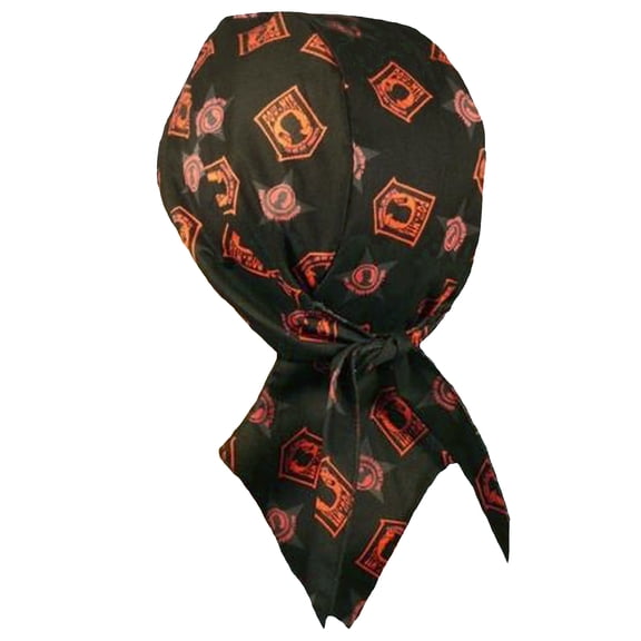 POW MIA Doo Rag Cap with Sweatband Black Cotton Military Durag Bandana Headwrap Mens Womens