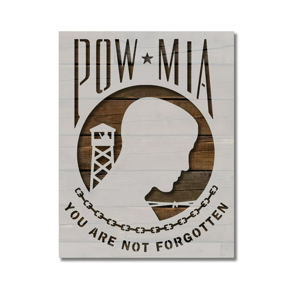 POW MIA Military Veteran Stencil Template Reusable 8.5 x 11 for Painting on Walls, Wood, Etc. By Stencilville