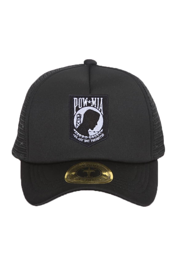 POW-MIA Military Veterans Black Adjustable Trucker Hat