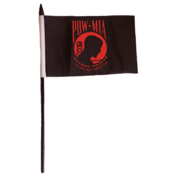 POW MIA POWMIA Red 4"x6" Flag Desk Set Table Stick Staff