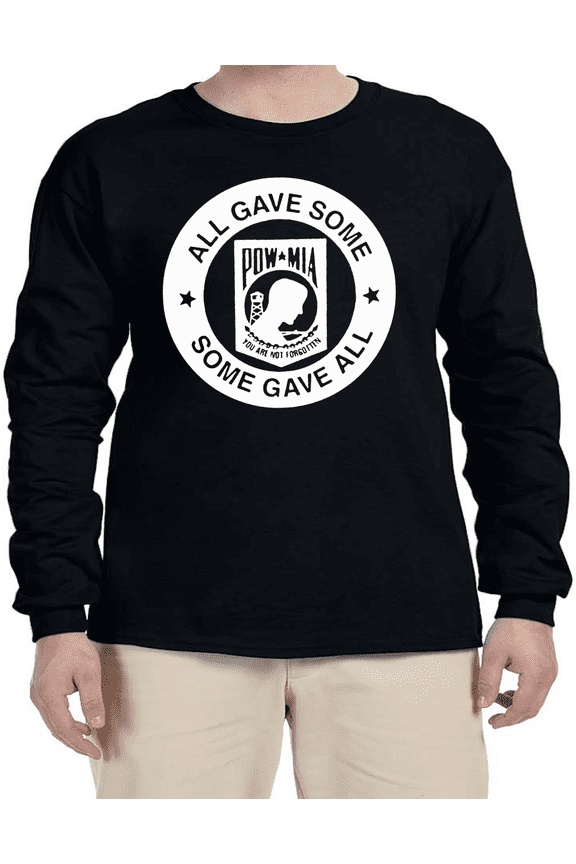 POW MIA Veterans Day Support Troops T-shirt Mens Graphic Tees Long Sleeve Tee Shirt