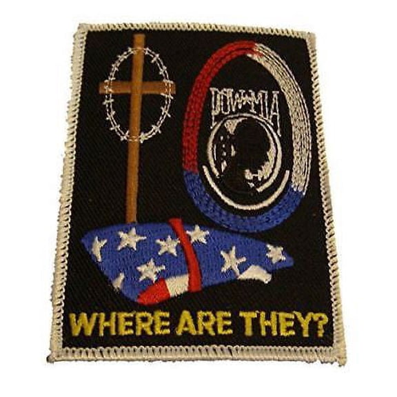 POW MIA WHERE ARE THEY W/ US FLAG AND CROSS PATCH PRISONER WAR MISSING ACTION