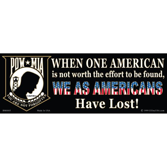 Eagle Emblems BM0005 Sticker - Pow Mia, When One - 3.5 x 10 in.