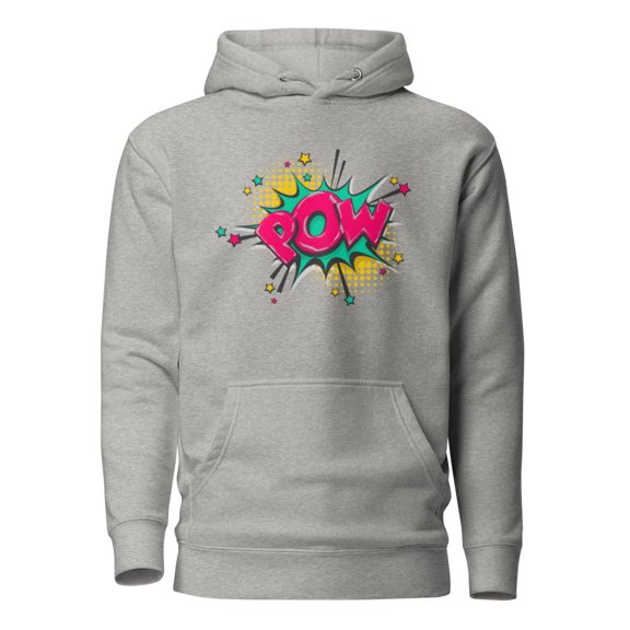 POW Sign Unisex Hoodie Sweatshirt  (Carbon Grey, S)