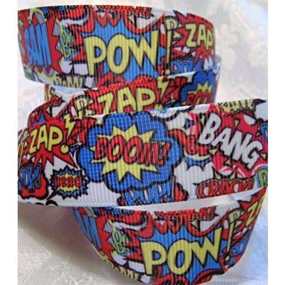 POW -ZAP- BAM- Printed Grosgrain Ribbon - 7/8