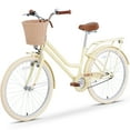 thumbnail image 1 of POVANLI 24" Women Bike for 13+Years Old, Steel Frame Bike,Women Bike with Basket Yellow, 1 of 6