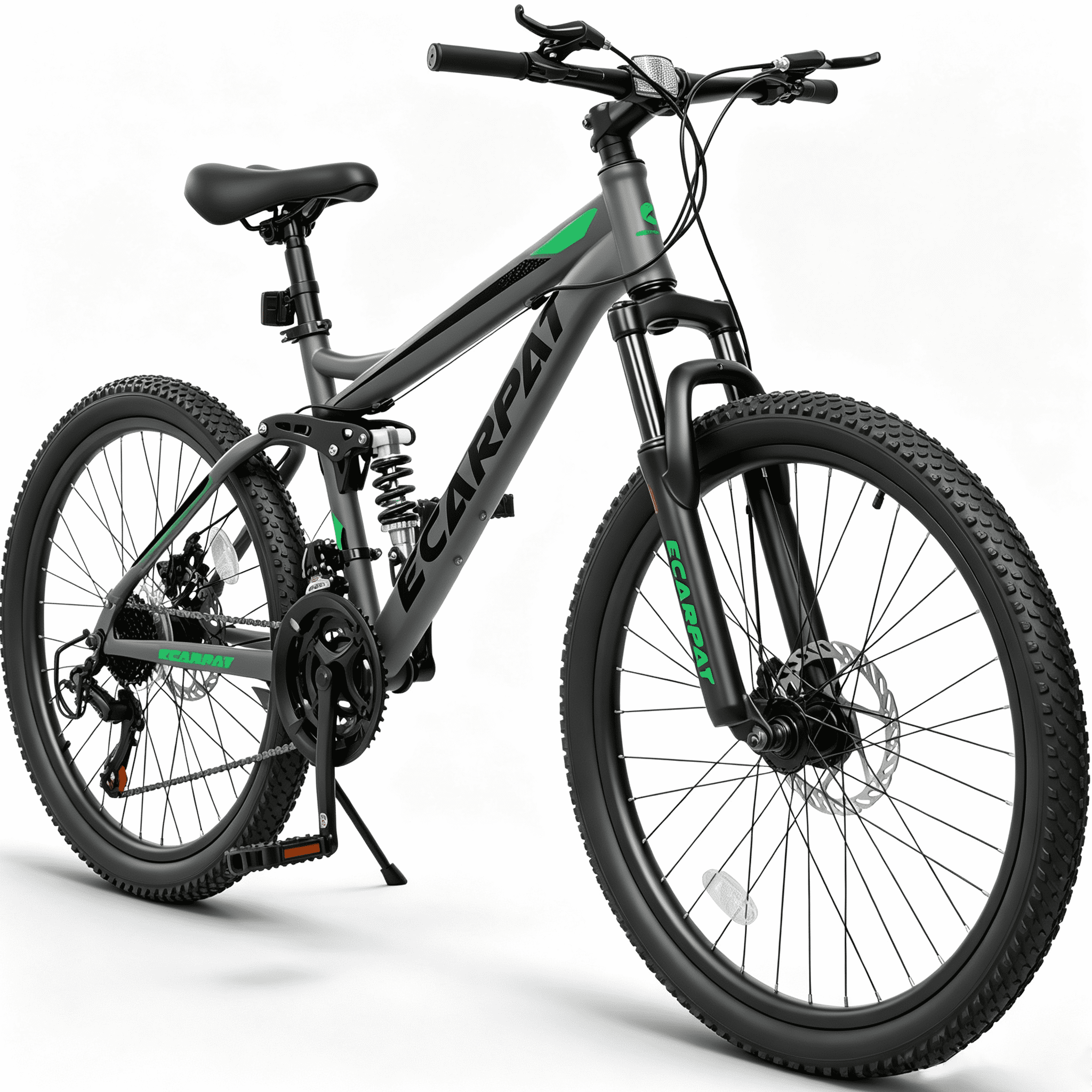 POVANLI  24 Inch Mountain Bike,Dual Full Suspension, Carbon Steel Frame Mountain Bike for Men Women, Go to Work with 21-Speed Disc Trail Commuter City Ages 12+, Gift(Black)