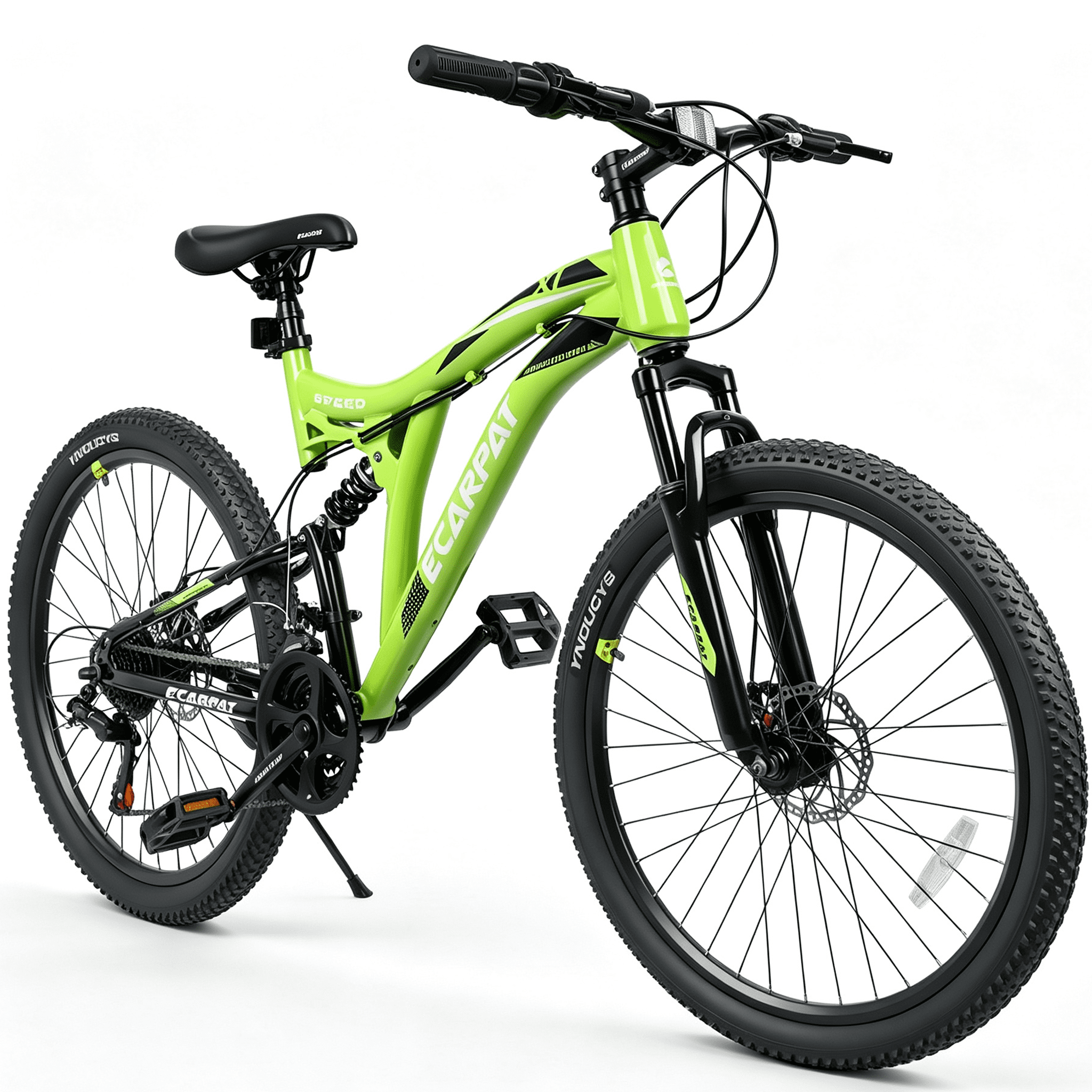 POVANLI 26 Inch Mountain Bike, Dual Full Suspension, Aluminum Frame for Men Women, Go to Work with 21-Speed Disc Trail Commuter City Beach,  Ages 15+, Gift(Black)