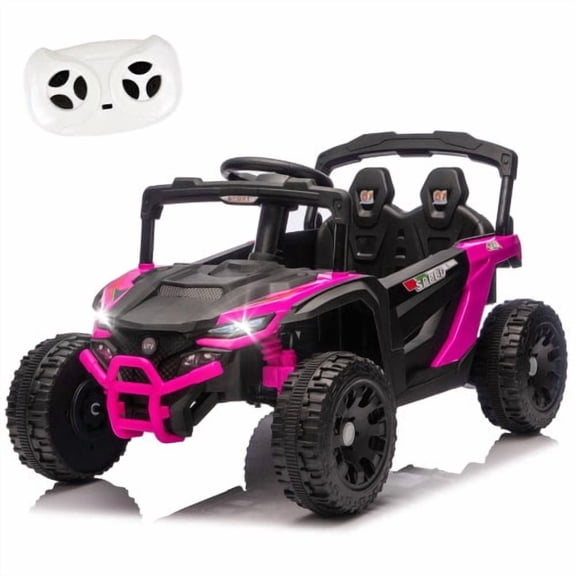 POVANLI 24V 2 Seater Ride on UTV Toy Car for Kids W/Parents Control Remote, Off-Road Electric Vehicles, 160W Super Power a Speed 1.86-3.11MPH, W/Bluetooth Music, Horn, Gift for 3-5Boy&Girl(Pink)