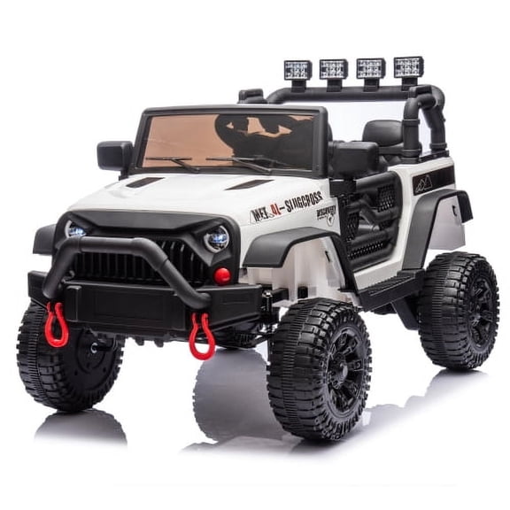 POVANLI 24V Kids Ride on Truck Car,2 driving Modes, Kid manual control,W/Parents 2.4G Remote Control, 400W Powered Toy Car up to 5 mph, w/ Spring Suspension, 3 Speeds,LED Lights,Bluetooth Music,White