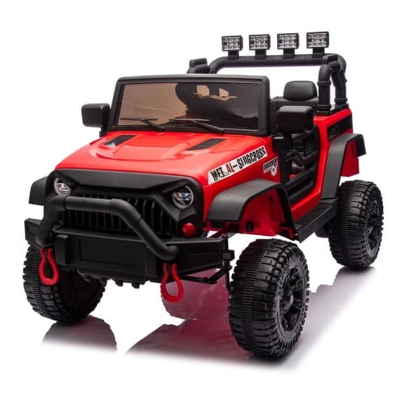 POVANLI 24V Ride on Truck Car,2* 200W Electric Powered Ride on Toys for Kids,2 driving Modes,Kid manual control, W/Parents 2.4G Remote Control, 3 Speeds, LED Lights,MP3,Bluetooth, for kids 3-8, Red
