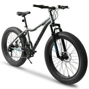 POWANLI 26"Fat Tires Mountain Bike,4-Inch Wide Wheel, 21-Speed Disc Brakes,Mens Womens Trail Beach Snow Commuter City Mountain Bike, Carbon Steel Frame Front Fork Bicycles