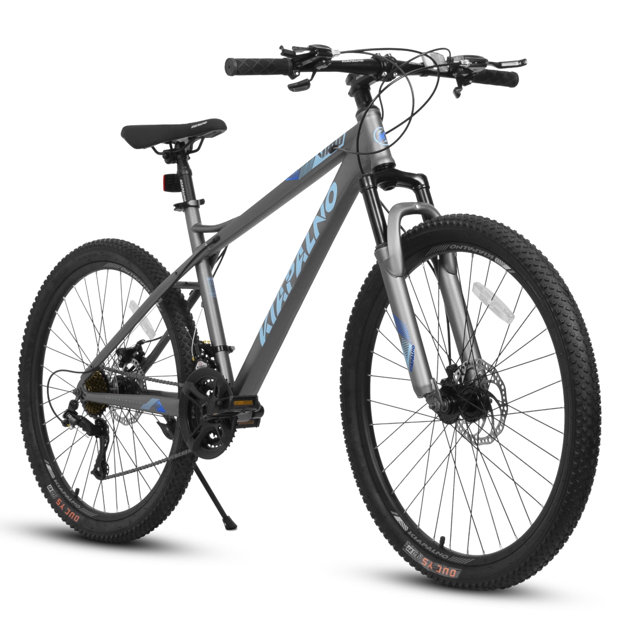 POVANLI 26" Mountain Bike for Adults,21-Speed Outdoor Bike with High-Carbon Steel Frame Bike,Dual Disc Brake Mountain Bicycle Adults ages 14+, Gift(Blue+Grey)