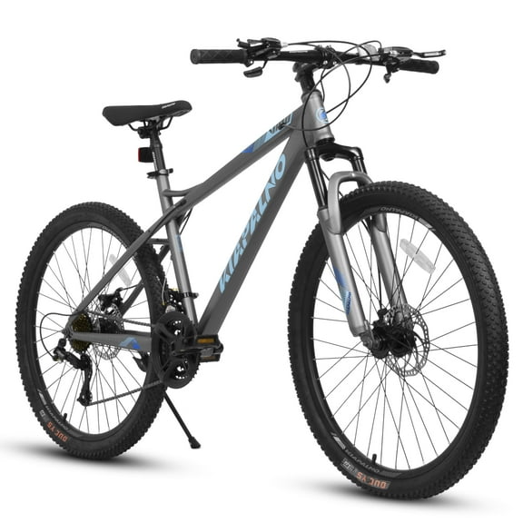 POVANLI 26" Mountain Bike for Adults,21-Speed Outdoor Bike with High-Carbon Steel Frame Bike,Dual Disc Brake Mountain Bicycle Adults ages 14+, Gift(Blue+Grey)