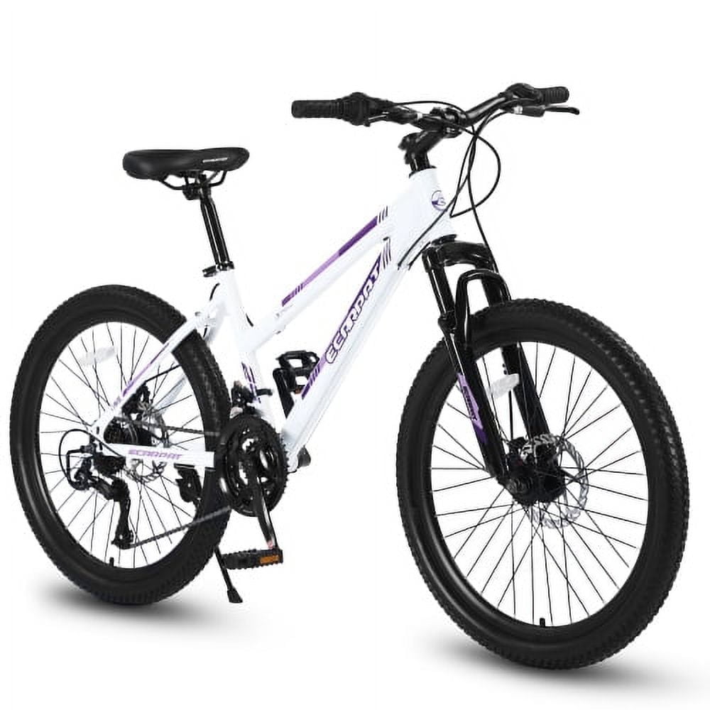 POVANLI  26" Mountain Bike for Teenagers Women, 21 Speeds Mountain Bicycles with Dual Disc Brakes and 100mm Front Suspension, White(Gift)