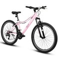 thumbnail image 1 of POVANLI 26 inch Mountain Bike Adults ages 14+ years aluminum frame shock absorbing front fork bike 21-speed  Dual V-Brakes, mountain Bicycles,85% assembled comfort adjustable seat,Gift(Black+Orange), 1 of 8