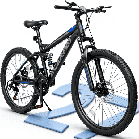 POVANLI 27" Mountain Bike for Men Women, 21-Speed Trail Commuter City Mountain Bike, Frame Ergonomic High-Carbon steel Frame, Sport Cycling MTB Bicycle for Adult couple