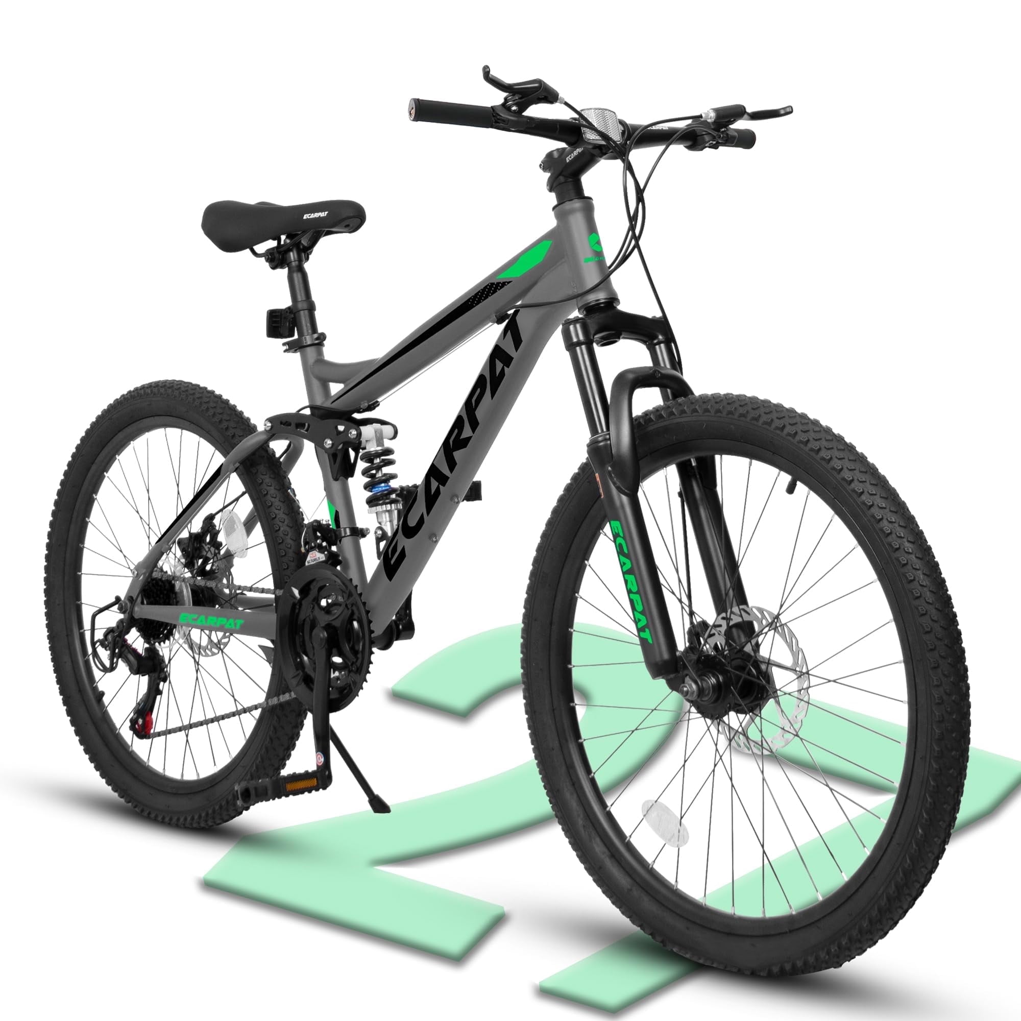 POVANLI  27 inch wheel Mountain Bike Bicycle, Dual Full Suspension, Steel Frame for Men Women, Go to School/Work with 21-Speed Disc Trail Commuter City Beach Bicycles, Gift(Black)