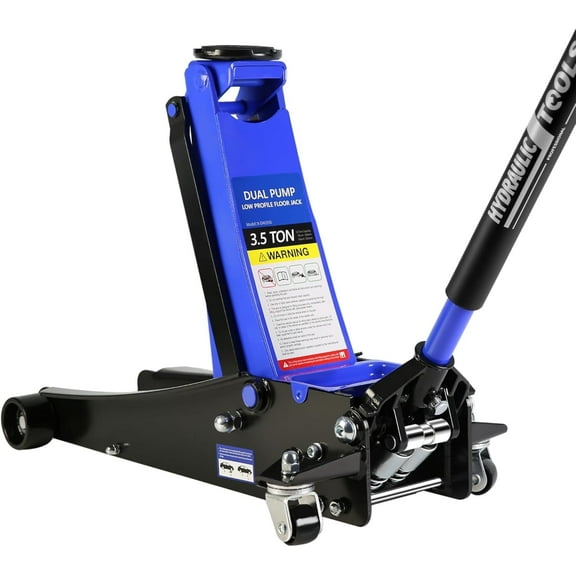 POWANLI 3.5 Ton (7700 lb) Low Profile Floor Jack,Professional Low Profile Hydraulic Jack, Heavy Duty Steel Racing Floor Jack with Dual Piston Quick Lift Pump,Lift Range 4"-21" Blue