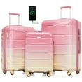 thumbnail image 1 of POWANLI 3Pcs Luggage Set, 20" Suitcase with USB Port,Carry-on Luggage with Cup Holder, ABS+PC Hard Shell Luggage with Spinner Wheels Gradient Pink, 1 of 6